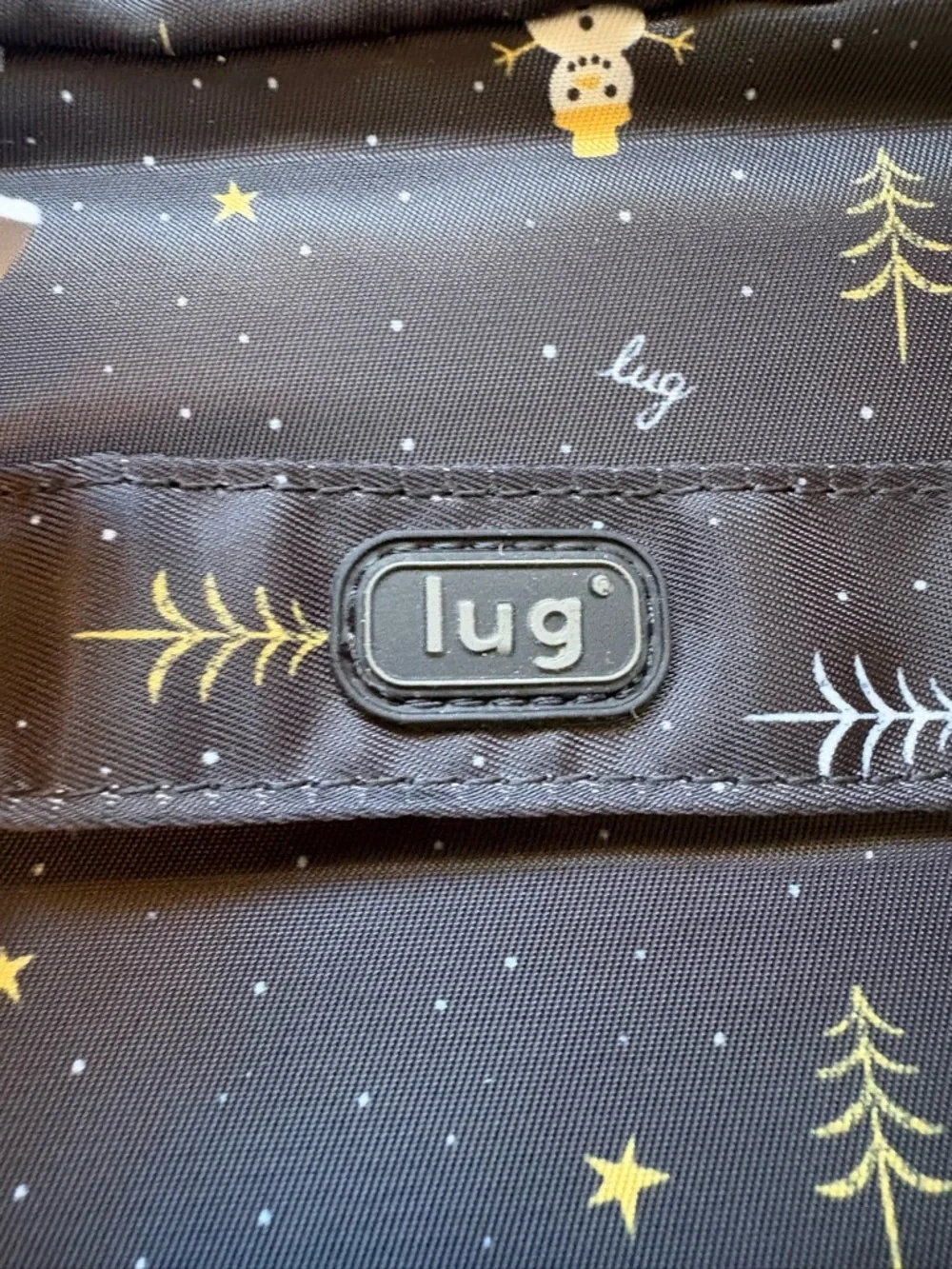 Lug Box Top Cosmetic Case Bag – Snowman Trees (Black Gold White Holiday Winter) - Picture 3 of 16